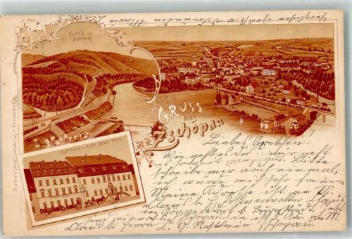 Zschopau 1902 Am Bahnhof Rathaus Hotel Stadt Wien