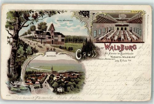 Buxtehude 1899 Hotel Waldburg Speisesaal Litho