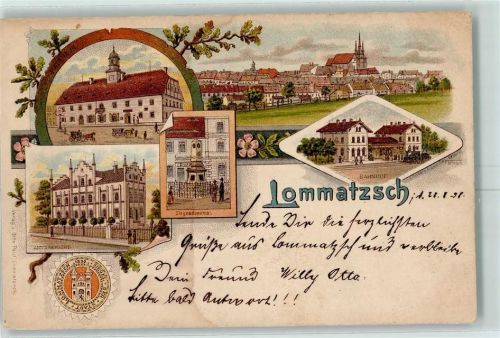Lommatzsch 1898 Amtsgericht Siegesdenkmal Bahnof