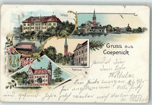 10115 O1199 Köpenick 1899 Lithographie Schloss Rathaus Post
