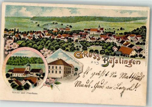 Büßlingen 1904 Kirche Pfarrhaus Gasthaus zur Linde