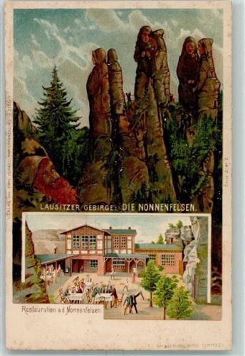 O8805 Kurort Jonsdorf Die Nonnenfelsen AK Berggesicht 1905 Lithographie / Künstlerkarte