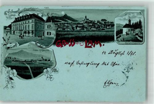 Lam 1898 Mariahilf-Kapelle Gasthaus zur Post Ossa K.B. Bahnpoststempel Mondschein
