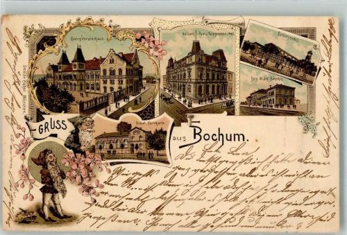 Bochum 1897 Ev. Vereinshaus Kaiserl. Post Telegraphen Amt Gasthaus Schützenhof Berg. Märk. Bahnhof Städt. Turnhalle Zwerg Ottmar Zieher