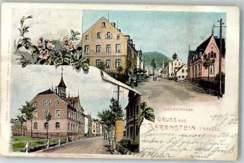 Bärenstein 1902 Kirchstraße Oberwiesenthalerstraße Litfaßsäule