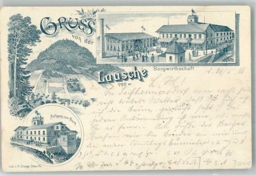02779 O8813 Waltersdorf b Zittau 1896 Lithographie Verläufer Druck 1890 - 95 Berg-Gasthaus Aufgang zum Turm