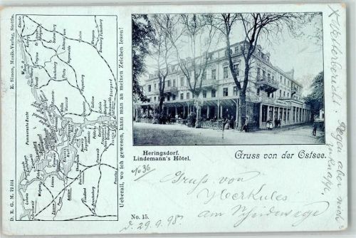 Heringsdorf 1898 Lindemanns Hotel Landkarte