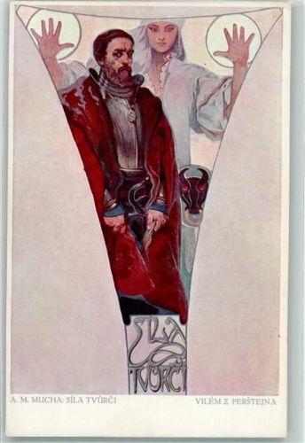 Jugendstil Sila Tvürci Sila Schöpfer AK Mucha, A.