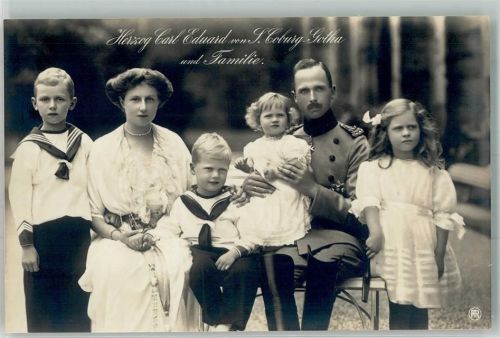 Herzog Carl Eduard von Sachsen-Coburg-Gotha und Familie Adel Foto AK