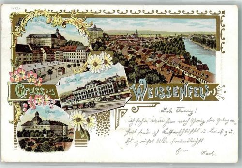 Weißenfels 1899 Schloss Bahnhof-Hotel Markt