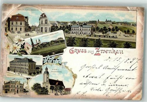 Zwenkau 1897 Schule Rathaus Pegauer Platz Kriegerdenkmal Marktstraße