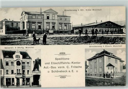 39218 O3300 Schönebeck Elbe - Speditions- und Elbschifffahrts- Kontor Act.-Ges. vorm. C. Fritsche Streckenweg 4 Salzerstraße 6 Wolfg. Wanckel