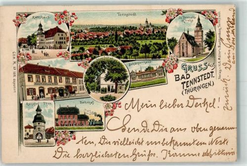 Bad Tennstedt 1898 Rathaus St. Trinitatis-Kirche Osthöfer Tor Gasthaus zum Anker