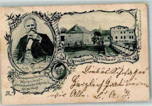 Friedland 1899 Foto-Portrait Wappen Dorfstraße