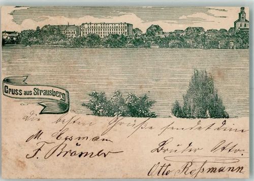 Strausberg 1899 Vorläufer Strausberg Straussee Lithographie beschnitten