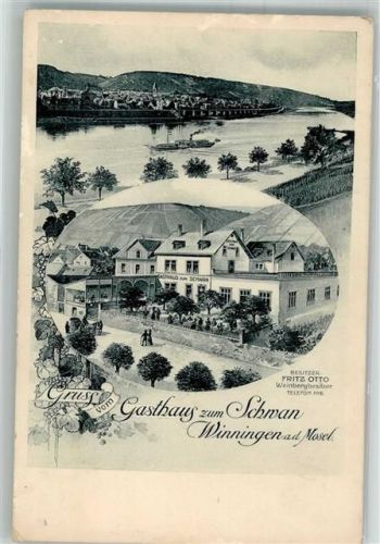 56333 W5406 Winningen , Mosel - Gasthaus zum Schwan