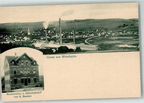72525 W7420 Münsingen , Württ - Gasthaus zum Güterbahnhof Fabriken