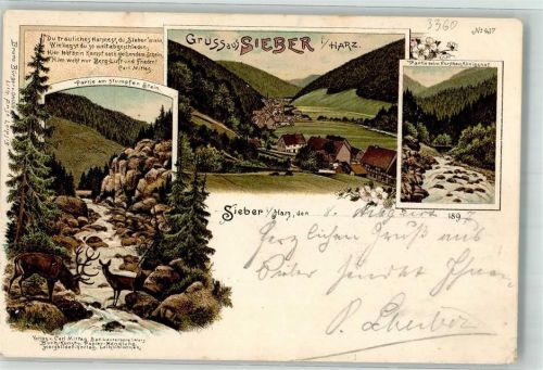 Sieber 1897 Hirsch Waldbach am Stumpfen Stein Forsthaus Königshof Gedicht