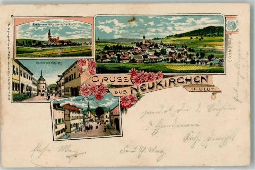 Neukirchen 1904 Franziskanerkloster Pfarrkirche Aussichtsturm Hohenbogen Oberer und Unterer Marktplatz
