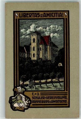 Ronneburg Schloss Libertas in Amicitia Schüler Vereinigung Wappen sign. I. Böttger