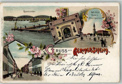 Germersheim 1902 Königsstraße Rheinbrücken Ludwigstor Kloster Kaserne Stengel