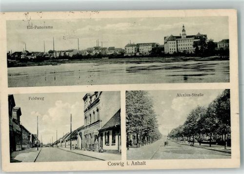 Coswig Elbe Feldweg Alexius-Straße Bahnpost Aschersleben- Zug 667