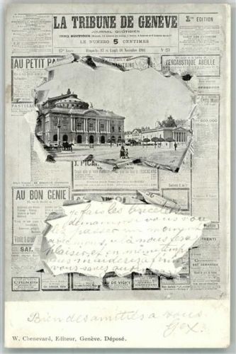 Genève 1901 La Tribune de Geneve Durchbrochene Papierwand