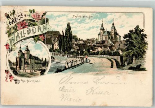 74731 W6968 Walldürn 1898 Lithographie Otmar Zieher Wallfahrtskirche