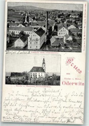 Niederoderwitz 1899 Kirche Pfarrhaus