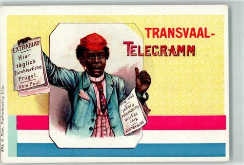1900 Transvaal Telegramm Schwarzafrikaner als Zeitungsverkäufer