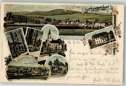 Dürrhennersdorf 1901 Kirche Pfarrhaus Schule Neuschönberg