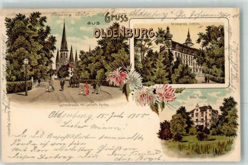 Oldenburg 1900 Gartenstraße Lambertikirche Großherzogl. Schloss Neues Palais