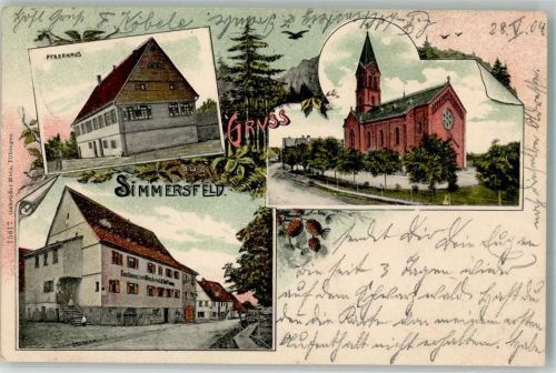 Simmersfeld 1904 Pfarrhaus Gasthaus zum Hirsch