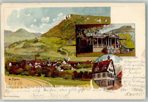 Bad Überkingen 1899 sign. Fuchs K. Dianabad 1897