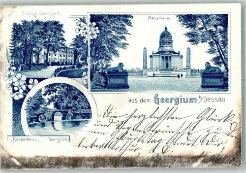 06842 O4500 Dessau , Anh 1899 Lithographie Georgium Beckerbruch Schloß Georgiurh Mausoleum
