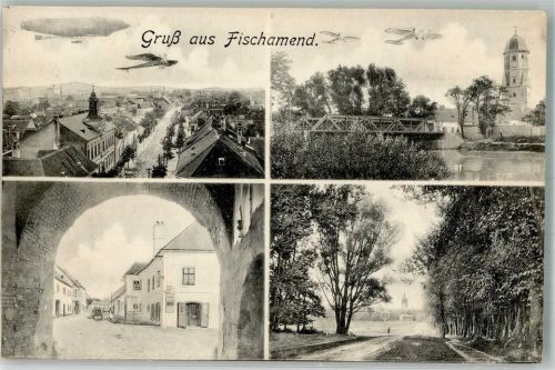 Fischamend-Dorf 1918 Zeppelin Flugzeug