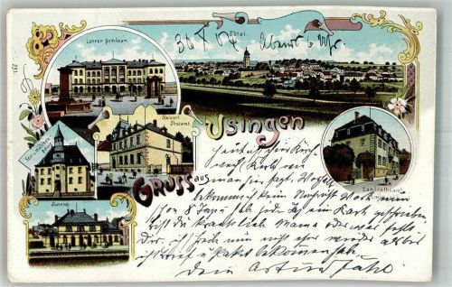 Usingen 1904 Kais. Postamt Bahnhof Lehrer Seminar Landratsamt RS. Stempel Amtsapotheke Loetze