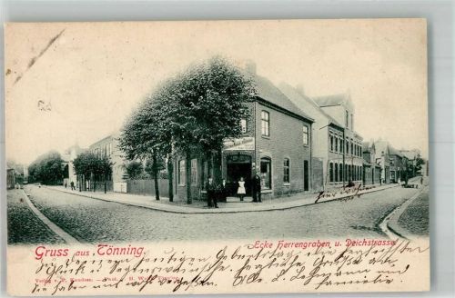 Tönning 1903 Straßenecke Herrengraben / Deichstraße Ladengeschäft