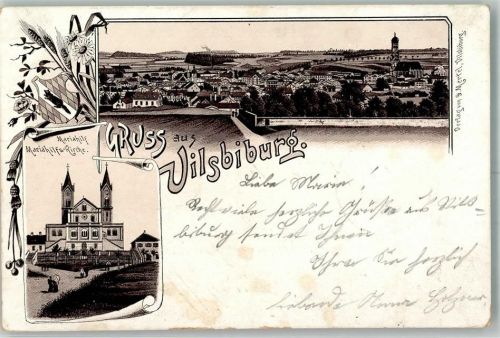 84137 W8313 Vilsbiburg 1900 Lithographie Vorläufer Mariahilf-Kirche