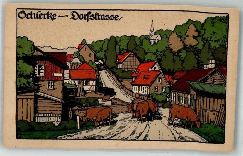 38879 O3706 Schierke am Brocken Künstlersteindruck Dorfstraße Kühe