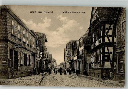 Kandel 1918 Mittlere Hauptstraße Konsum-Handlung Emailleschild