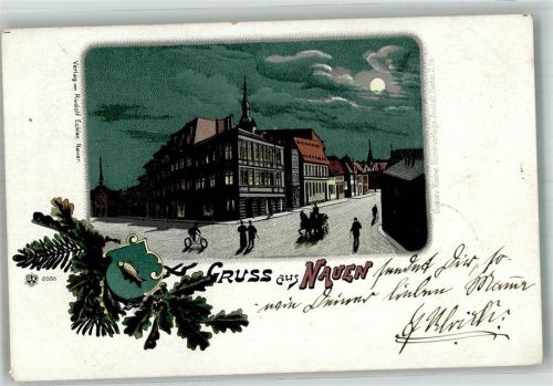 Nauen 1906 Wappen Strasse im Mondschein