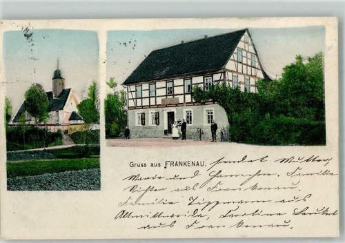 Frankenau 1904 Kirche Gasthaus Fahrrad