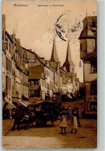 Montabaur 1913 Marktplatz Kirchstraße Marktszene