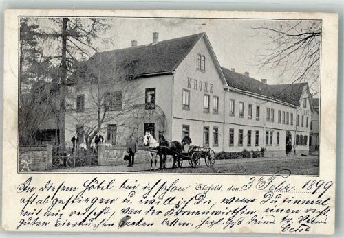 Alsfeld 1899 Gasthaus Krone Kutsche Fahrrad Passepartout