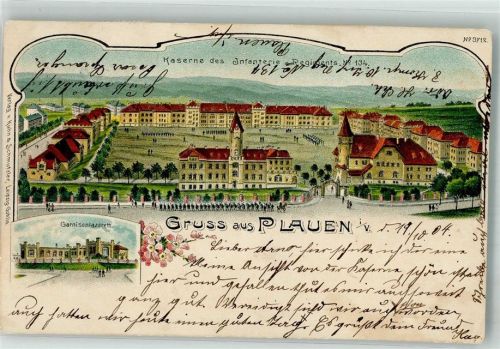 Plauen 1904 Kaserne d. Infanterie-Regimentes Nr 134 Garnisionslazarett