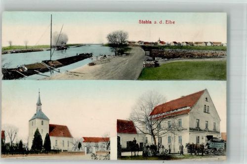 Stehla Elbe Frachtkahn Kirche Gasthaus