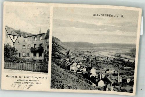 63911 W8763 Klingenberg a. Main 1908 - Gasthaus zur Stadt Klingenberg Main