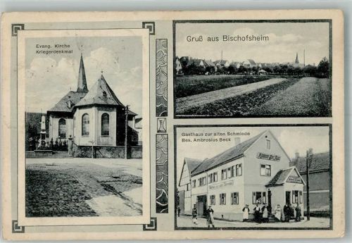 Bischofsheim Gasthaus zur alten Schmiede Ev. Kirche