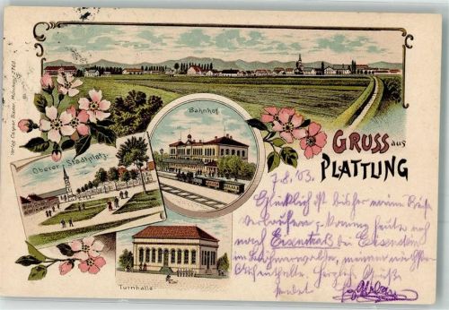 Plattling 1903 Bahnhof Turnhalle Oberer Stadtplatz